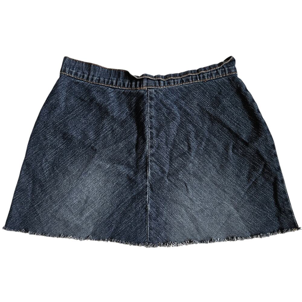 Y2k Mini Skirt Denim Raw Edge Dark Wash Vintage M&S Collection - Small - Picture 2 of 3